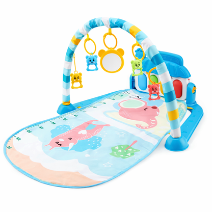 Tapis d’éveil bébé avec arche, jouets suspendus et miroir