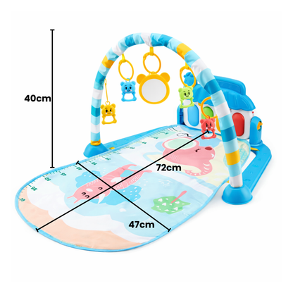 Tapis d’éveil bébé avec arche, jouets suspendus et miroir